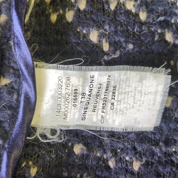 Sinequanone Designer Chunky Knit Navy and Cream Cardigan Jacket Size EU 38 - Picture 8 of 11